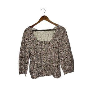 Madewell Corduroy Button Front‎ Peplum Top in Harvest Vine Size small